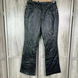 Ralph Lauren Leather Pants Sz 8 Petite Bootcut Black Color NEW